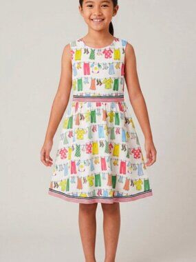 Girls Sundress Novelty Clothesline Print Size 160cm 10-12 yrs Whimsical Retro